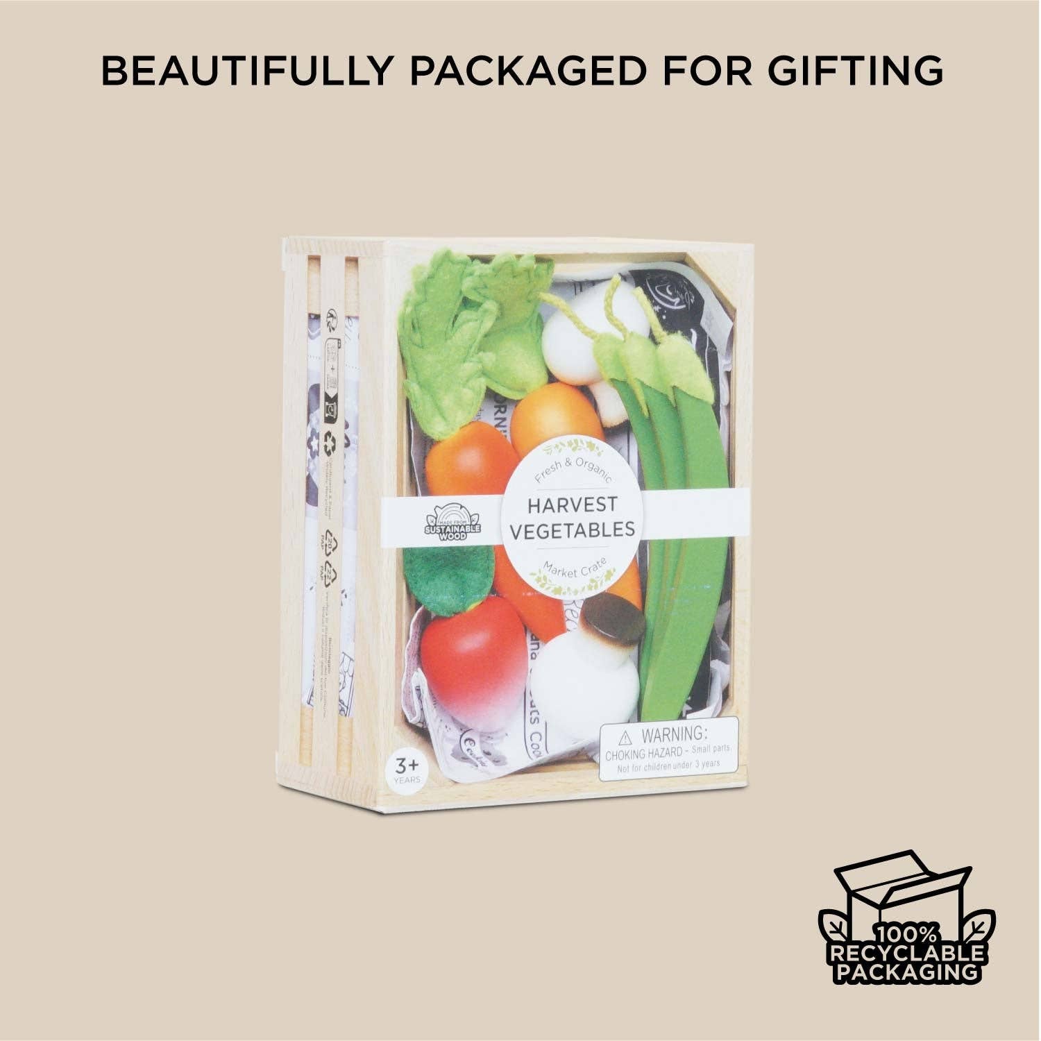 Harvest Vegetables Wooden Food Crate